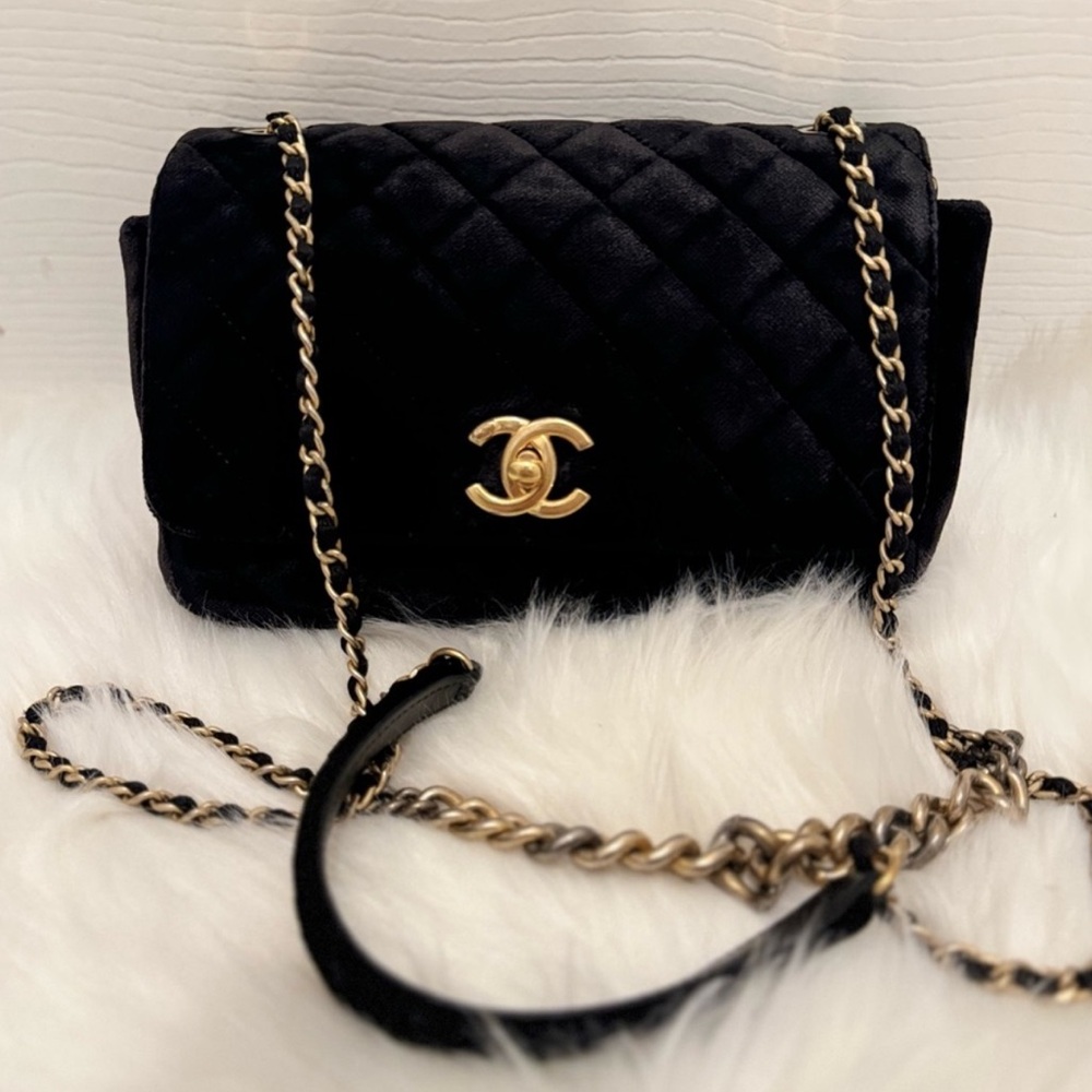 CHANEL VELVET FLAP BAG